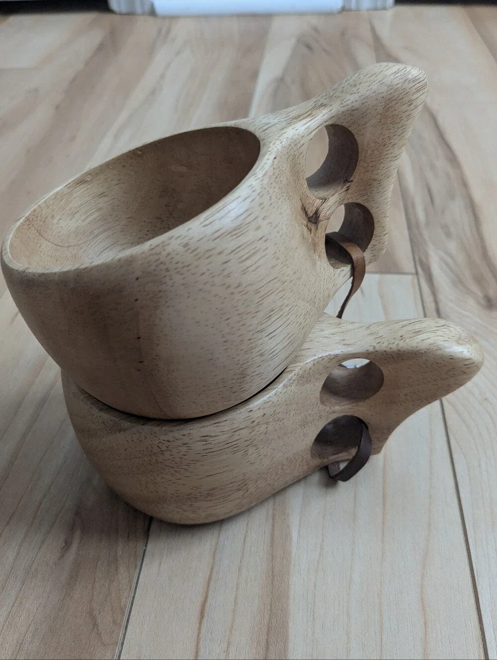Nordic Wooden Drink Cup Two Fingers - Kuksa (Made in Finland) Set Of 2